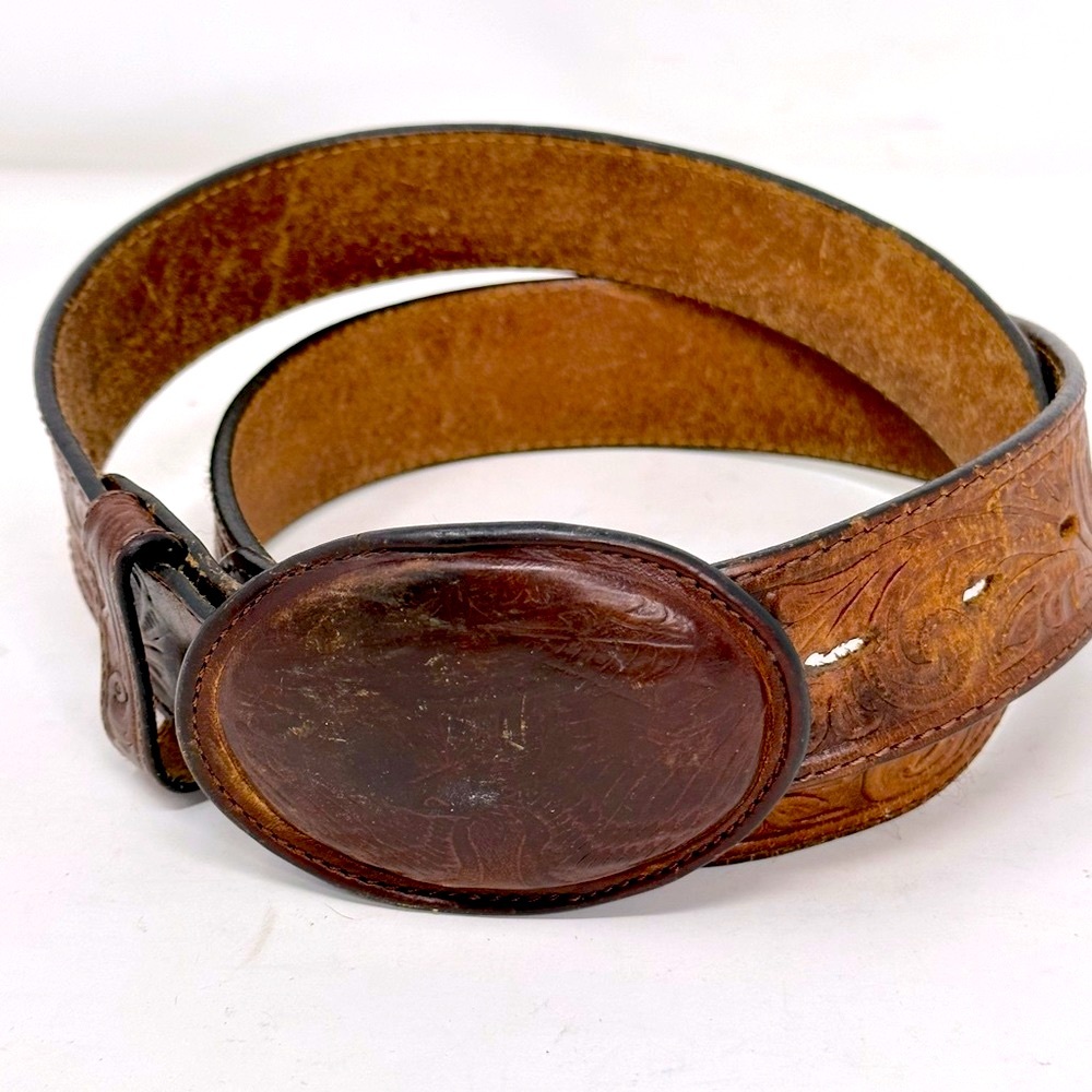Vintage Silver Creek Classics Leather Belt with Leather Belt Buckle - Maple